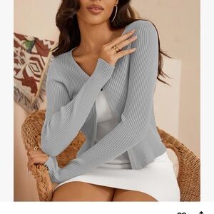 NEW Jesdani woman shrug sweater open front long sleeve ribbed cropped size M